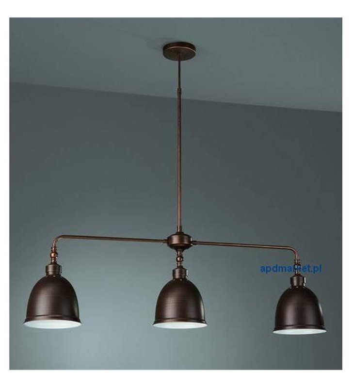 Brązowa metalowa potrójna lampa wisząca Dunlo nowoczesna styl vintage np. nad stół wyspę kuchenną - DOSTĘPNA OD RĘKI