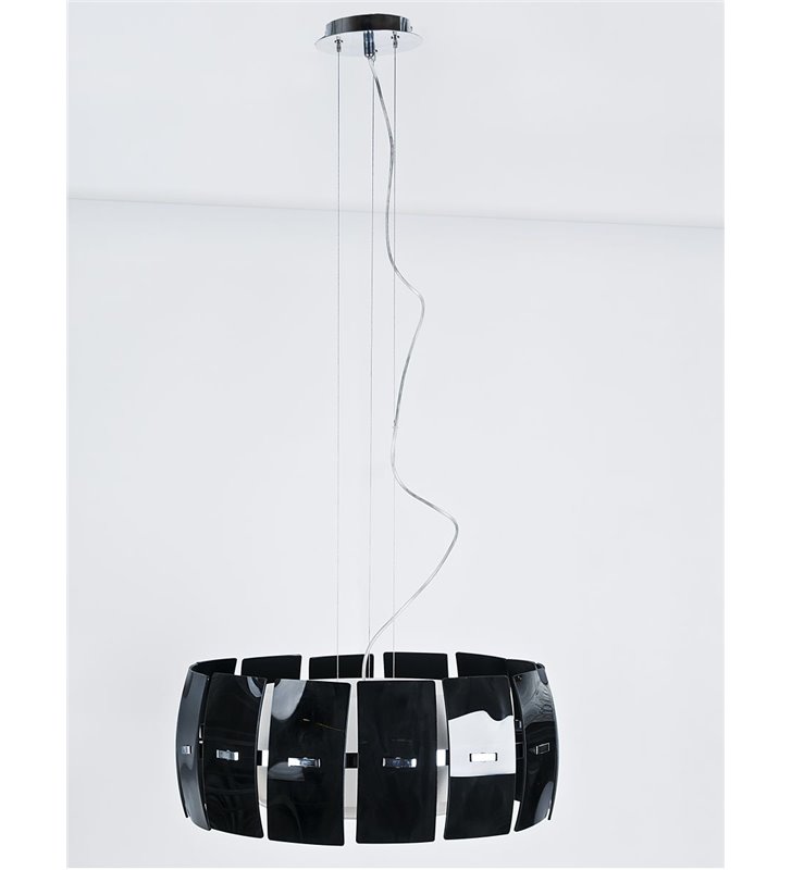 Taurus nowoczesna czarna lampa wisząca ze szklanym podwójnym kloszem