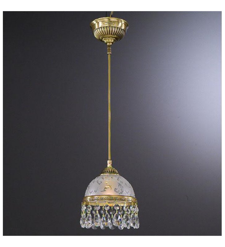 Lampa wisząca kryształowa Brugherio z mosiądzu