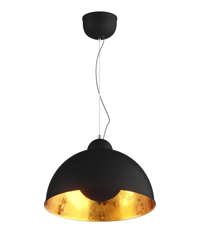 Lampa wisząca Antenne czarno złota metalowa kopuła do kuchni jadalni sypialni salonu osłonięta żarówka