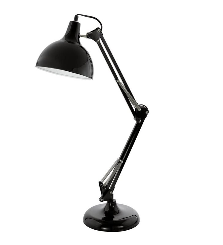 Lampa biurkowa Borgillio czarna metalowa wysoka łamana E27