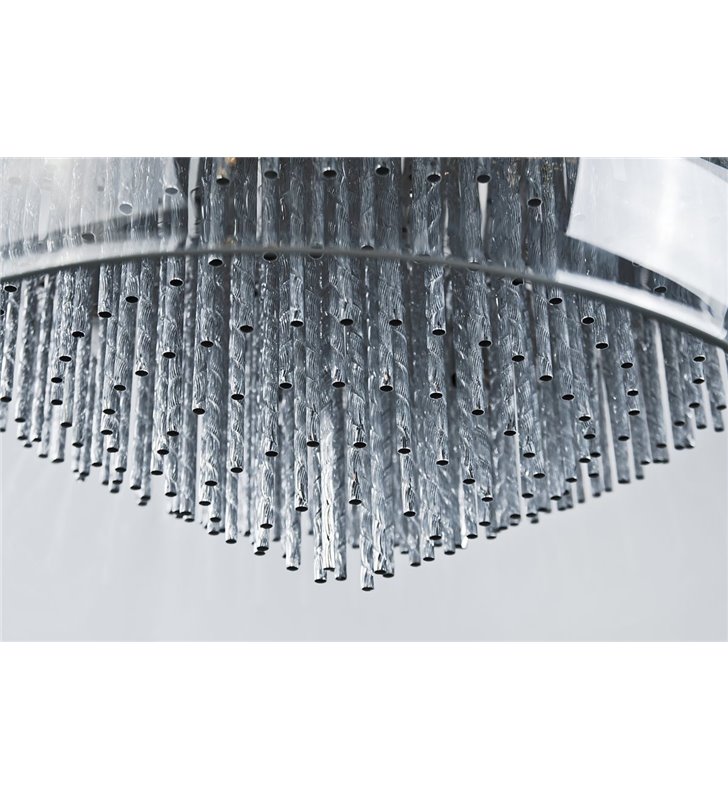 Rego elegancka lampa wisząca klosz szklany bezbarwny z aluminiowymi pręcikami wewnątrz do sypialni salonu jadalni