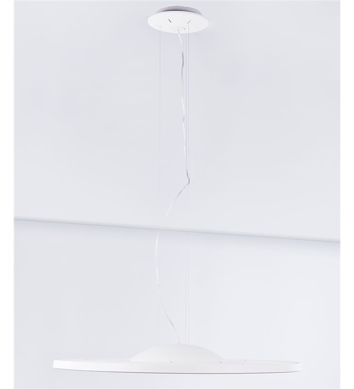Duża nowoczesna biała lampa wisząca z płaskim okrągłym kloszem Snello 820