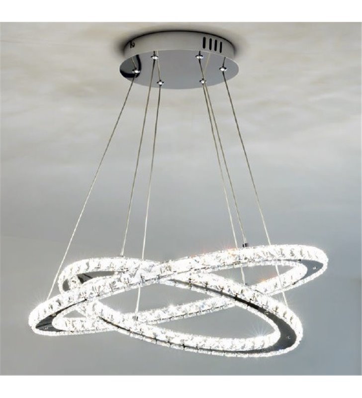 Elegancka lampa wisząca Varrazo LED dwie kryształowe obręcze