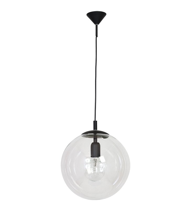 Lampa wisząca Globus czarna z bezbarwnym kloszem w kształcie kuli - DOSTĘPNA OD RĘKI