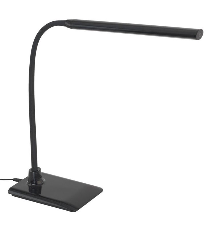 Lampa biurkowa Laroa czarna LED podłużny klosz giętkie ramię włącznik dotykowy na kloszu