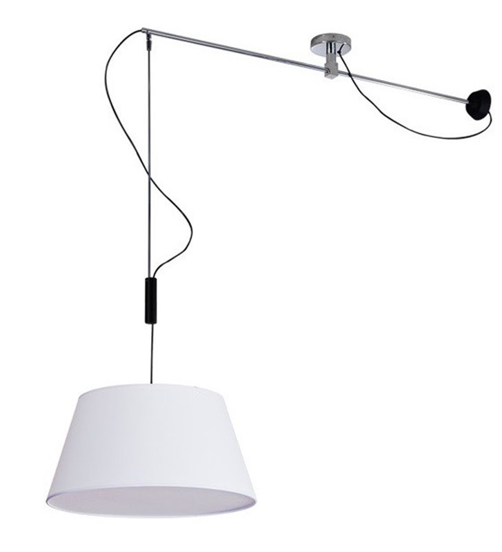 Malaga nowoczesna biała lampa wisząca z ruchomym wysięgnikiem możliwość obracania do salonu sypialni kuchni jadalni - OD RĘKI