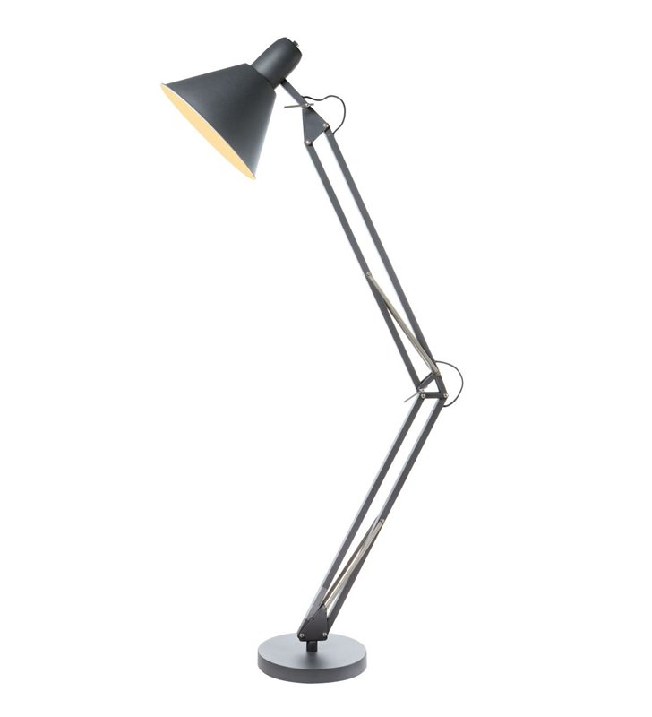 Lampa podłogowa Kipsar szara metalowa nowoczesna do wnętrz loftowych industrialnych - DOSTĘPNA OD RĘKI