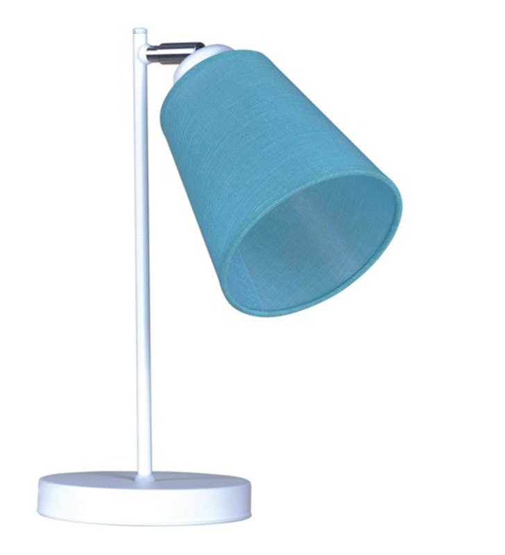 Lampa stołowa Filton biała z niebieskim abażurem