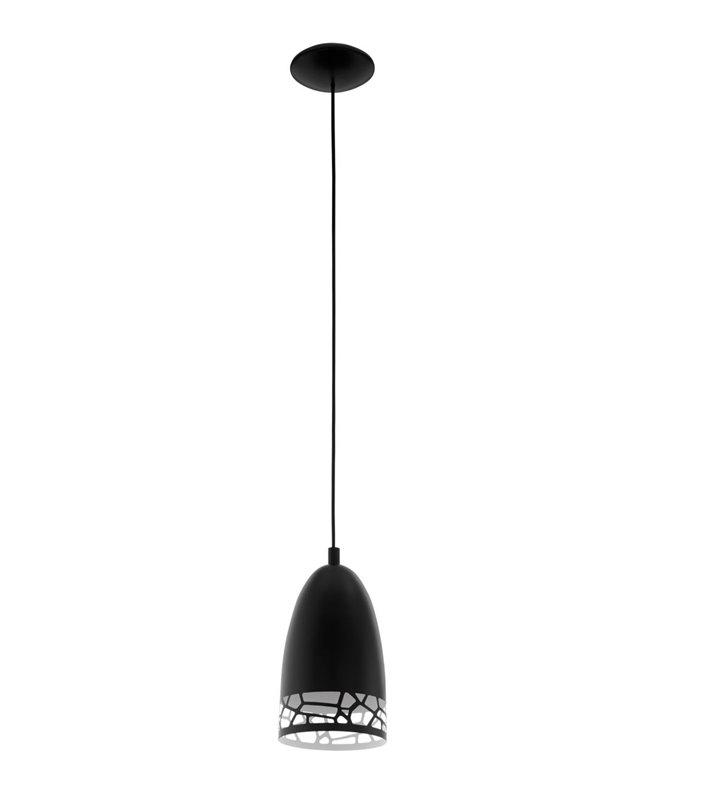 Mała czarna lampa wisząca Savignano klosz metal dekor