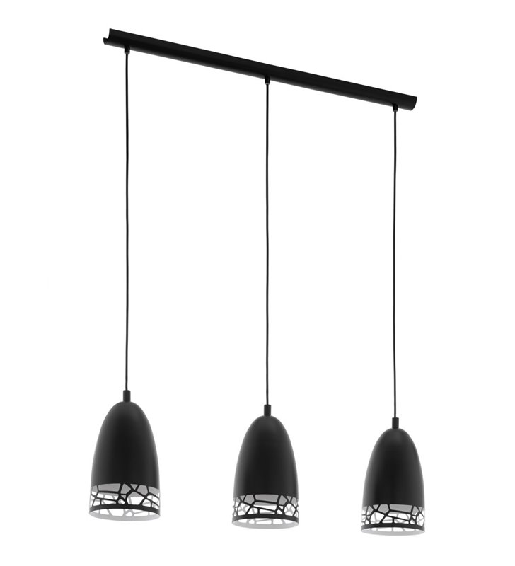 Lampa wisząca Savignano czarna 3 klosze metal dekor np. nad stół do kuchni jadalni