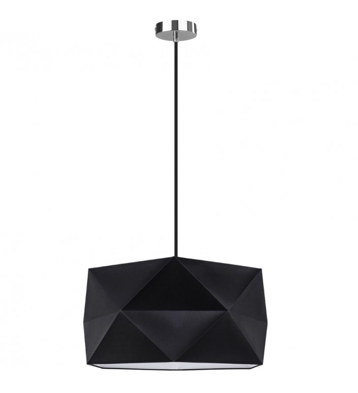 Lampa wisząca Finja abażur czarny origami z tkaniny kabel tekstylny