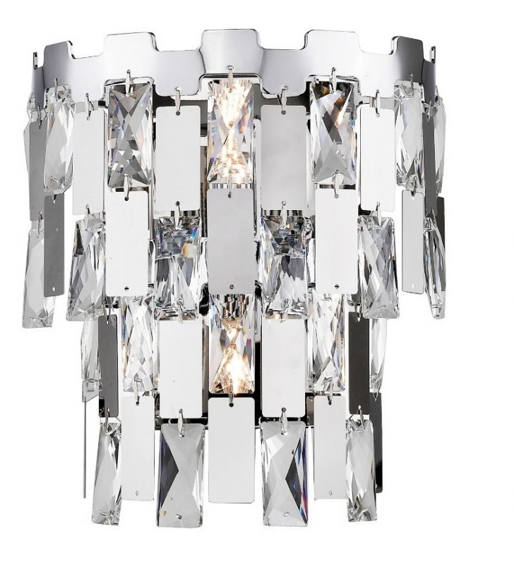 Kryształowa lampa ścienna w stylu glamour Anzio metal chrom