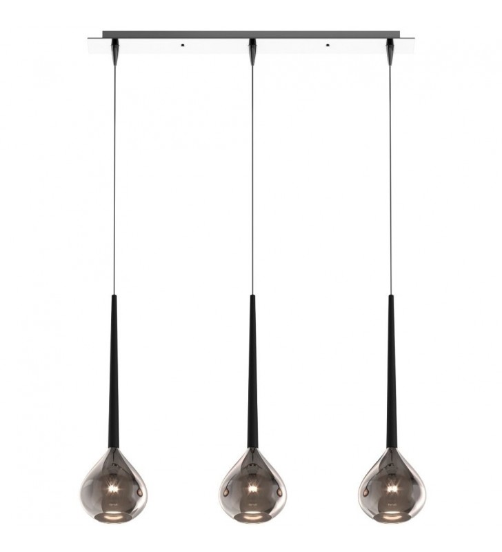 Lampa wisząca Libra chrom czarne detale przy kloszu 3 punktowa nowoczesna nad stół do salonu kuchni jadalni