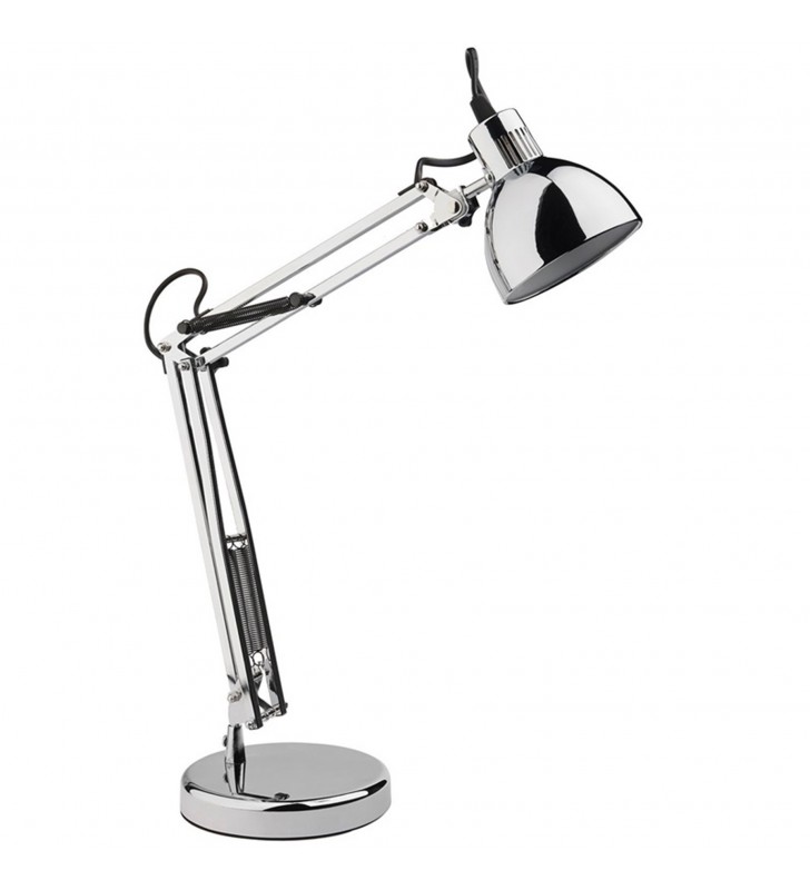 Chromowana regulowana metalowa lampka biurkowa Holger E14