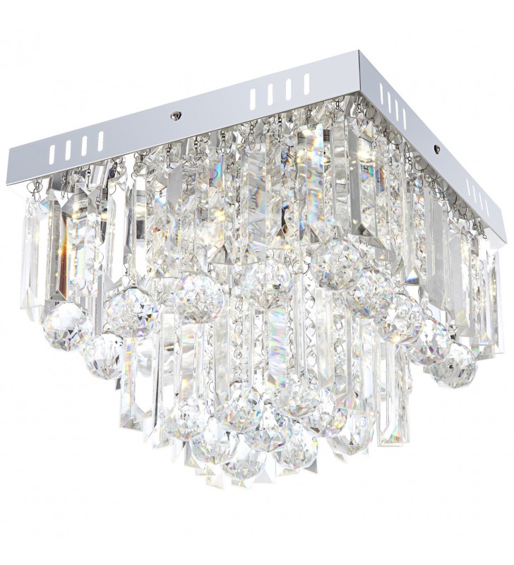 Kwadratowy 32cm dekoracyjny plafon sufitowy Cleo LED naturalna barwa światła 4000K kryształy z akrylu styl glamour